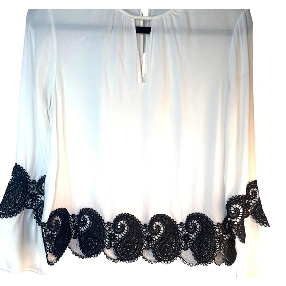 2/$30 ZARA Basic Small White Blouse With Black Lace Trim - Picture 5 of 11